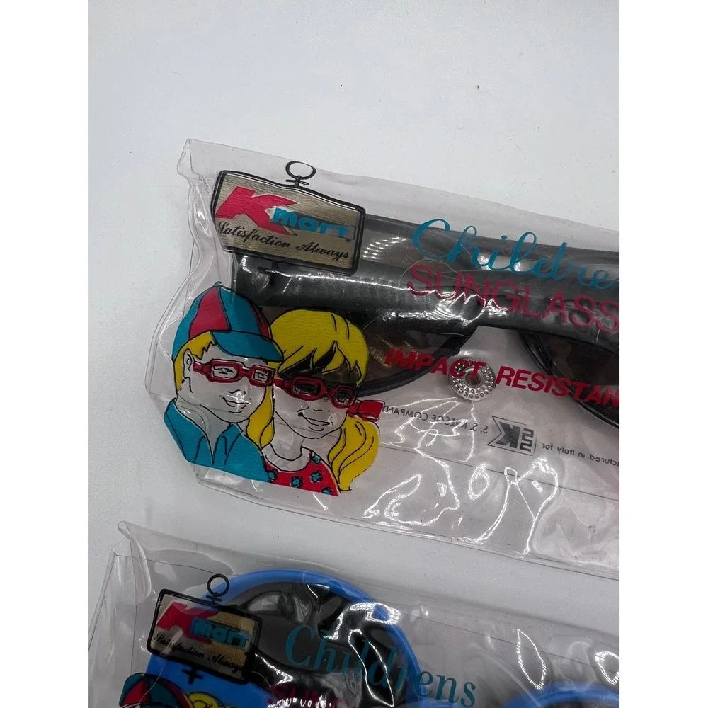 Set Of 1980s Kmart‎ Children's Sunglasses Blue + Black Plastic Unbreakable NOS